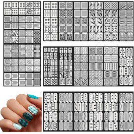 Nail Stencils for Nail Art Reusable, Pink Nail Vinyl Stencils Sticker French Tip Nail Decals Hollow DIY Manicure Decoration Decals Supplies（24 Sheets）