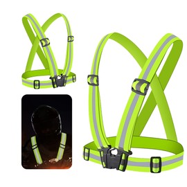 Onumya Reflective Vest, 2pcs Reflective Safety Vest High Visibility Running Vest, Adjustable & Elastic Straps, Hi Vis Vest for Men Women Cycling, Jogging, Motorcycle, Walking, Construction