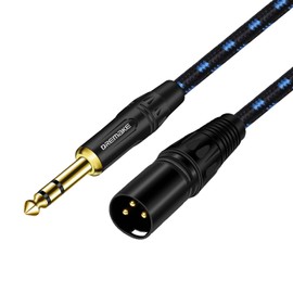 DREMAKE XLR to 1/4 Inch TRS Mic Audio Cable, 25FT XLR 3 Pin Male to Quarter Inch 6.35mm/6.5mm TRS Male Balanced Interconnect Patch Cord for Electric Drum, Saxophone, Effect Pedal, AMP, Power Amplifier