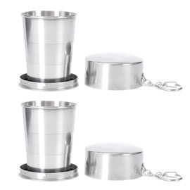 Pack of 2 Folding Cups, Stainless Steel 150 ml, Foldable Stainless Steel Cup, Foldable Cup, Outdoor Portable Telescopic Cup, Stainless Steel Foldable Metal Cup, Foldable for Travel, Picnic, Hiking,