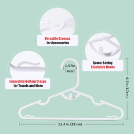 PIGLOG Kids Hangers 20 Pack - Plastic Baby Clothes Hangers for Closet Nursery, 11.4 inch Small Infant Hanger for Child Toddler - Ideal for Boys and Girls Youth Clothing, Pants, Coats, and More
