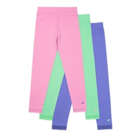 Lucky & Me | Jada Girls Leggings | Tagless | Full Length, Lace Trim, Wide Waistband | 3-Pack (Kids 9/10, 3-Pack Pastel)