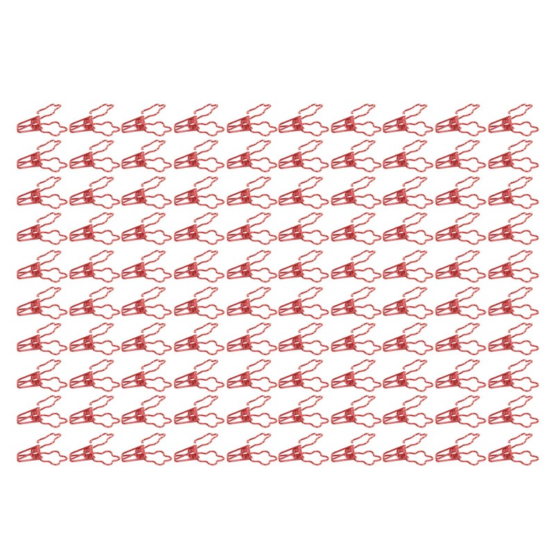 100pcs Binder Clips Flower Shape Hollow Long Tail Cartoon Metal