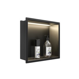 LED Bathroom Shower Wall Niche 12x12 Inch Waterproof IPX65 Stainless Steel with FCC and UL CertificationsColor: Matte Black