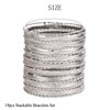 FUNOJOY Silver Bangle Bracelets for Women Multi Layer Stackable Textured
