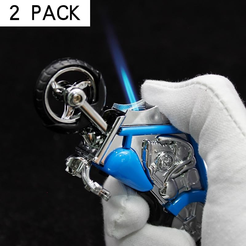 LEESENNE 2 Pack Red Blue Metal Torch Lighter Cool,Jet Flame