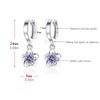 Salanda Sterling Silver CZ Dangle Earrings, Purple Plum Blossom Drop