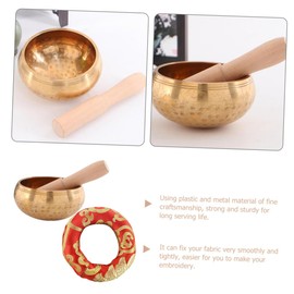Kisangel 1 Set Tibetan Copper Singing Bowl with Mallet and Mat Meditation Sound Bowl for and Mindfulness for Friends and Family Interested Buddhist Culture Random Color