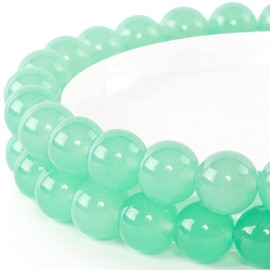 Anjpuy 8MM Natural Stone Beads Round Loose Beads Gemstone for Jewelry Making with Crystal Stretch Cord (Green Chalcedony,45PCS)