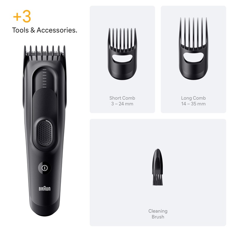 Braun Hair Clipper Series 5, +3 Styling Tools, Lifetime Sharp