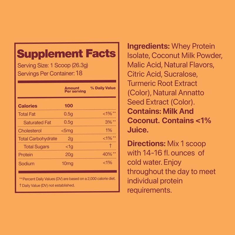 Oath Nutrition Clear Whey Isolate Protein Powder, Island Mango, 20g