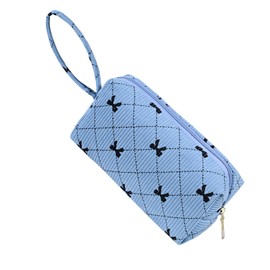 ZOEMTIU Small Corduroy Makeup Bag for Women Portable Cosmetic Bag Travel Makeup Pouch Small Corduroy Toiletry Bag with Zipper for Purse