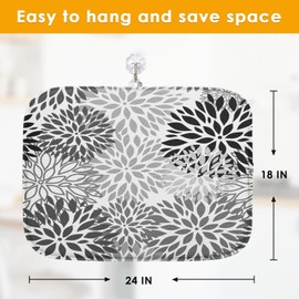 Sanwarm Absorbent Dish Drying Mat, Vintage Spring Leaf Gray Floral Flower Microfiber Pad for Kitchen Counter, Coffee Bar Decor, Heat Resistant and Reversible, 18" x 24"