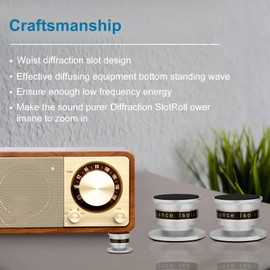 YuanYong Speaker Insulation Feet Aluminium Audio Feet Speaker Spikes Height Adjustable Speaker Feet Absorber Vibration Damper for HiFi Speaker Audio Amplifier (45 x 33 mm, Silver)