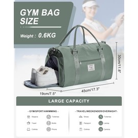 Gym Bag Womens Mens with Shoes Compartment and Wet Pocket Travel Duffel Bag for Women for Plane Sport Gym Tote Bags Swimming Yoga Waterproof Weekend Overnight Carry on Bag Hospital Holdalls