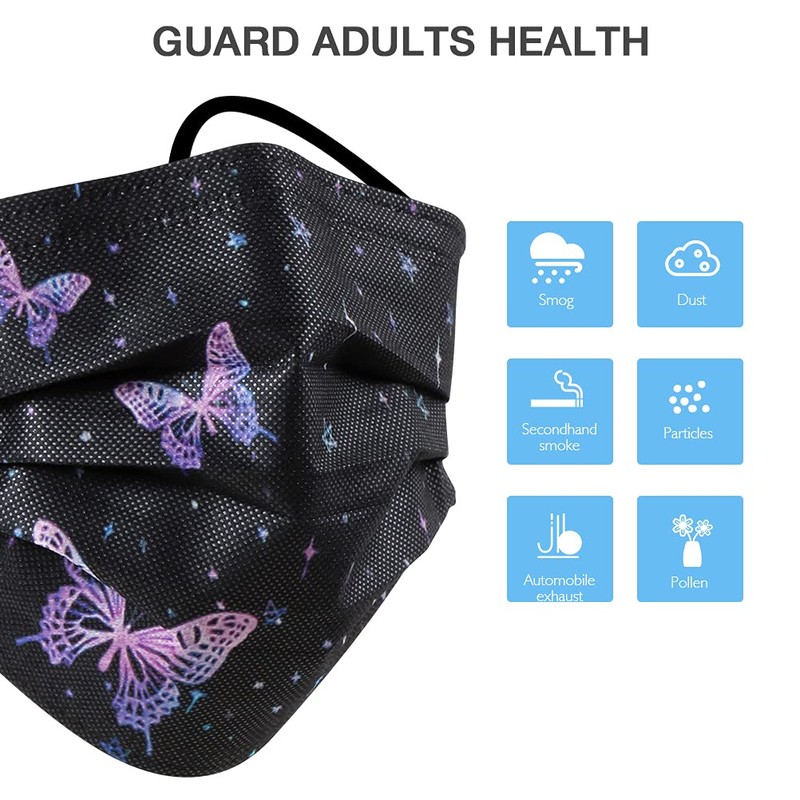 100 Pcs Disposable Face Masks - 3-layer Breathable Color Masks,