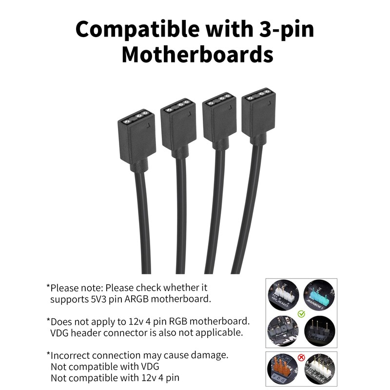 upHere ARGB Splitter Cable, 5V 3 Pin Addressable RGB Extension