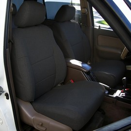 EDIETH Heavy Duty Front Seat Covers for Toyota 4Runner 1996 1997 1998 1999 2000 2001 2002 Composite Sponge Cloth Fabric Lining with Headrests Easy to Clean - Black