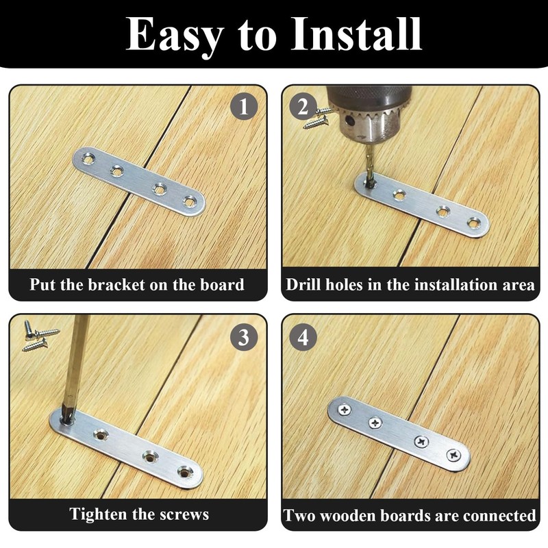 Wopanxye 24 Pack Straight Brackets for Wood Board, Plates Joining