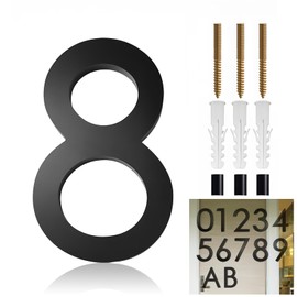 TKway 6 Inch Black Modern House Numbers for Outside - Acrylic Floating Address Sign with Nail Kits, Rust Proof, Fade-Resistant, Easy to Install, Ideal for Garden, Gate, Office