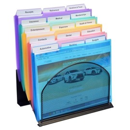 Ultimate Office 5-Slot Inclined Wire Mesh Desktop Organizer StepUp File Desk Rack W/ PocketFiles