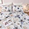 Nanko Blue Floral Duvet Cover Set Queen Size, Beige Tan