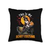 My Scary Costume Horror Landseer On Witch's Broomstick Throw Pillow