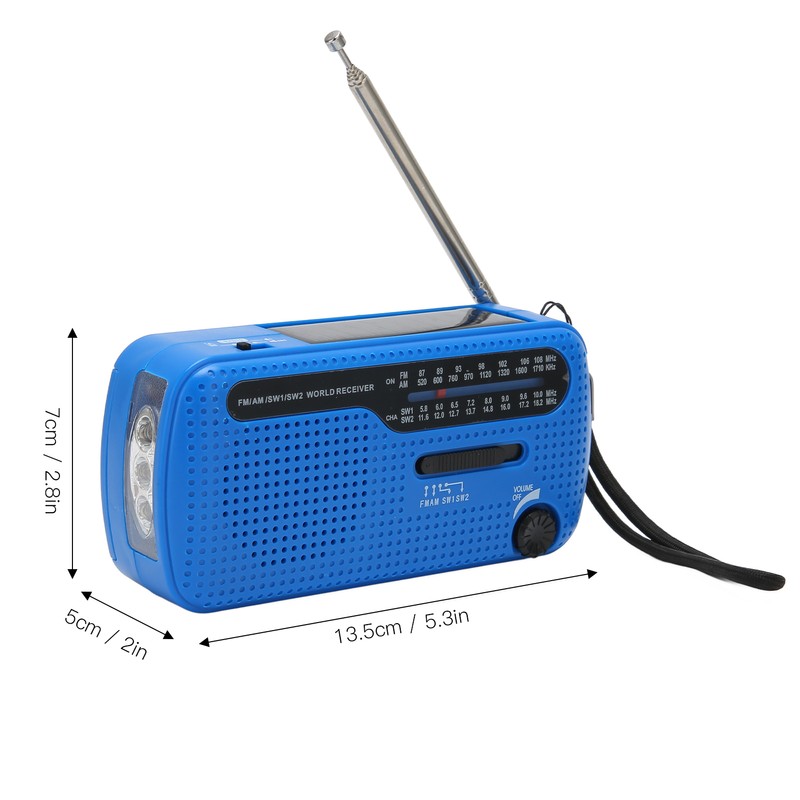 Hand Crank Solar Radio AM FM SW1 SW2 Camping LED