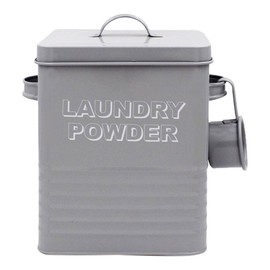 Lesser & Pavey New Sweet Home Laundry Powder Tin with Scoop, Metal, Grey, 18 x 15 x 25 cm