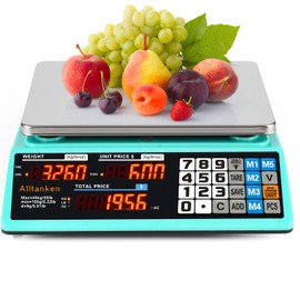 88lb/40kg Commercial Kitchen Scale with lb/kg/oz Conversion - Price Computing, Counting, Dual LED Display, and Reversible Platter for Farmers Market, Retail, and Meat Shops