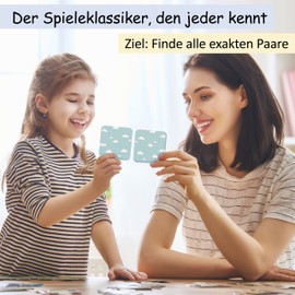 GLÜCKSWOLKE Memo - Game for Children from 2 to 6 Years, Montessori Toy - Promotes Concentration + Memory Ability, Educational Games - With 7 Difficulty Levels, Children's Toy - New (40 Cards)