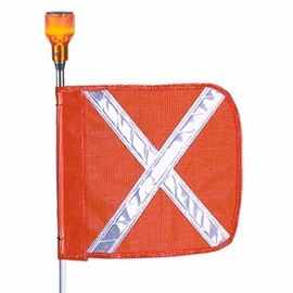 Checkers Industrial Safety Products Flagstaff FS5 Safety Flag with Reflective X and Light, Male Quick Disconnect Base, 5" Overall Length, 11" Overall Width, Orange (Pack of 1)