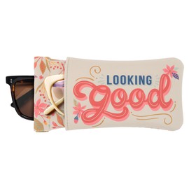 Karma, Double Eyeglass Case, Glasses Case Soft with Sewn Cleaning Cloth, Leather Eyeglasses Pouch Sunglasses Case For Women Men, Looking Good