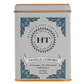 Harney & Sons Tea Decaffeinated, Great Present Idea, Vanilla Comoro, 1.4 oz Tin (20 Sachets)