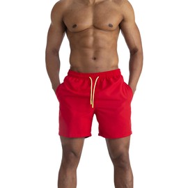 AITLGINVEN Men's Swim Trunks Swimwear Sports Shorts with Pockets Red L