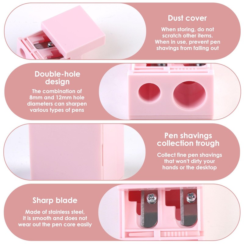 Pink Double Barrel Lip Eye Liner Pencil Sharpener with Cover