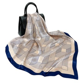 FAIRYGATE Silk Scarf Women's Silk Feel Scarf Headscarves Neckerchief Women Elegant Business Silk Scarf Handkerchief Root Wrist Packaging, 28009, 35.4x35.4 Inch