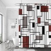 GCIREC Modern Abstract Burgundy Shower Curtain, Burgundy Grey Black Geometric