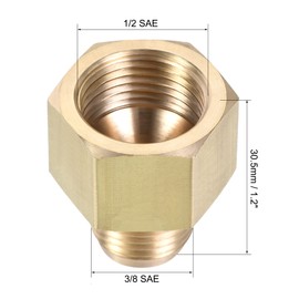 sourcing map 2 Pieces Brass Pipe Fitting, 3/8 SAE Flare Male Thread, 1/2 SAE Female Thread Hose Adapter Connector for Air Conditioning Cooling