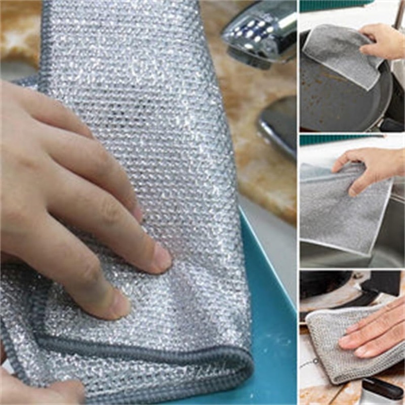 INOMAK Multifunctional Non-Scratch Wire Dishcloth, Multipurpose Non-Scratch Scrubbing Wire Dishwashing