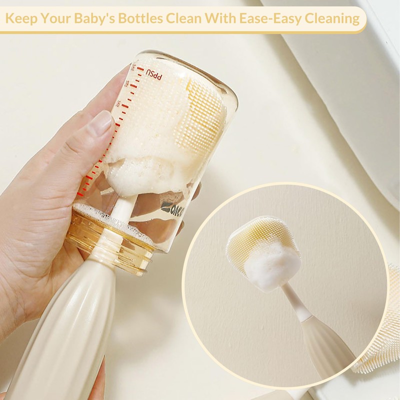 biqin Baby Bottle Brush Kit with Push-Press Bubble and Drying