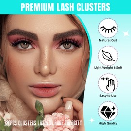 Individual Eyelashes, Cluster Eyelashes, D Curl Eyelashes, Individual Clusters, 320 Pieces, 50D Eyelash Extensions, Soft Eyelashes, Individual Eyelashes, DIY Eyelash Extension Clusters for