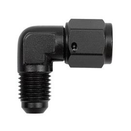 Mogankey 90 Degree 4AN Female to 4AN Male Flare Swivel Fitting Adapter Hose Bulkhead Fuel Fitting Forged Elbow Swivel Hose Connector Alumiunm Alloy Anodized Black