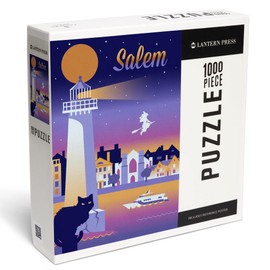 Lantern Press 1000 Piece Jigsaw Puzzle, Salem, Massachusetts, Retro Skyline Chromatic Series