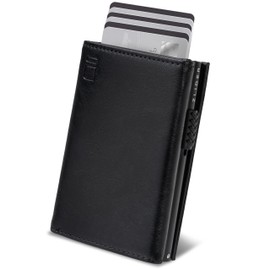 ZLIDER Card Holder Men & Women Mini Wallet Men's Faux Leather Card Holder Slim Wallet with Coin Compartment RFID Blocker Men's Wallet, black, Without airtag holder