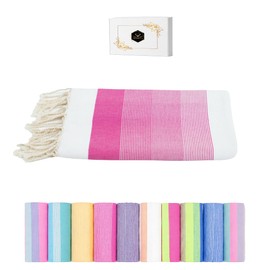 Sandrella Hammam Towel Sauna Women & Men Large 100 x 200 cm Cotton Beach Towel Blanket Peshtemal Pink