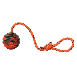 Nevperish K9 Training Ball with Rope Exercise and Reward Toy for Dogs - Indestructible Dog Toy Ball with Handle for Training Pull Throw Tug Fetch Belgian Malinois Gifts (Orange)