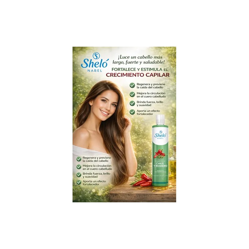 Pack De 4 Shampoos Chile Y Romero 530ml Shelo Nabel