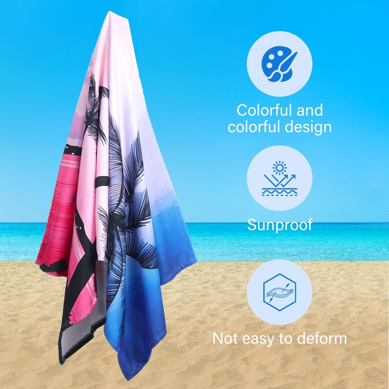 VZZNN 2Pcs Large Microfibre Beach Bath Towel - Quick Dry