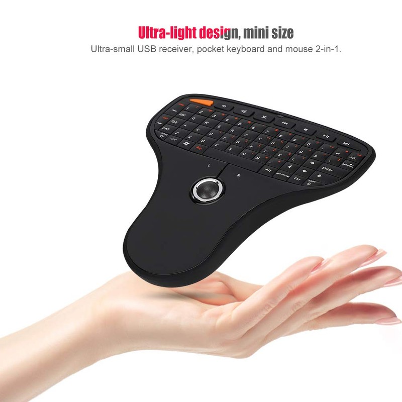 EBTOOLS Teclado inalámbrico 2.4G con trackball, Mini Teclado de Mano,